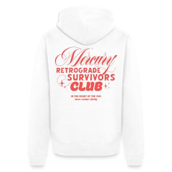 Mercury Retrograde Survivors Club - Unisex Premium Organic Zip Hoodie - white - Back - Thijin (182cm)