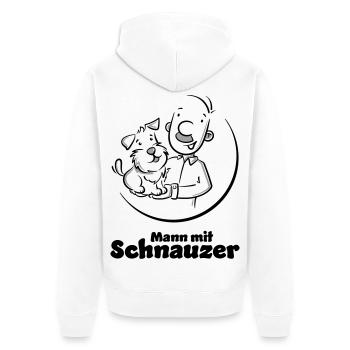 Mann mit Schnauzer (Oberlippenbart) - Unisex Premium Bio Zip Hoodie - Weiß - Hinten - Thijin (182cm)