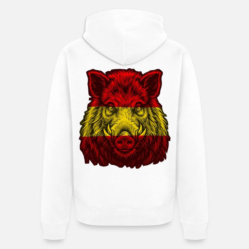 Sanglier Drapeau espagnol espagnol - Veste à capuche bio Premium Unisexe - blanc
