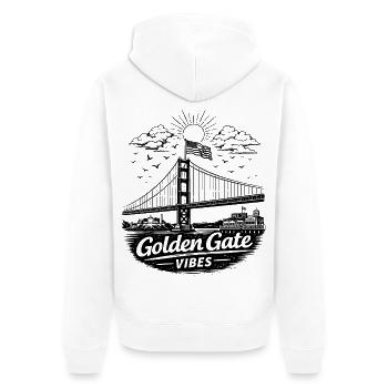 Golden Gate Vibes San Francisco Skyline - Unisex Premium Organic Zip Hoodie - white - Back - Thijin (182cm)