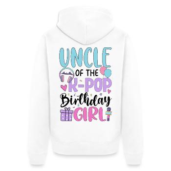 Uncle Of The K Pop Birthday Girl - Unisex Premium Organic Zip Hoodie - white - Back - Thijin (182cm)