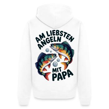 Angeln mit Papa Fischduo - Unisex Premium Bio Zip Hoodie - Weiß - Hinten - Thijin (182cm)