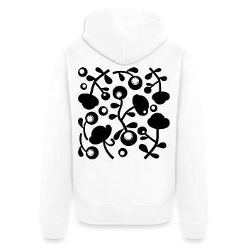 Abstrakte Pfingstrosen L Schwarz Transparent - Unisex Premium Bio Zip Hoodie - Weiß - Hinten - Thijin (182cm)