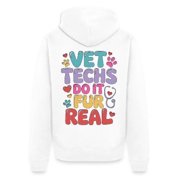 Vet Techs Do It Fur Real Veterinary Assistant - Unisex Premium Bio Zip Hoodie - Weiß - Hinten - Thijin (182cm)