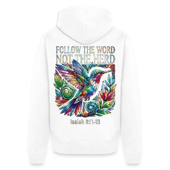 Suivez Le Mot Pas Le Troupeau Colibri - Veste à capuche bio Premium Unisexe - blanc - Dos - Thijin (182cm)