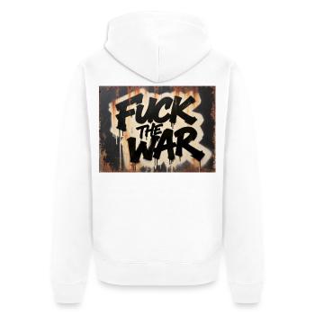 SCHEISS AUF DEN KRIEG - Unisex Premium Bio Zip Hoodie - Weiß - Hinten - Thijin (182cm)