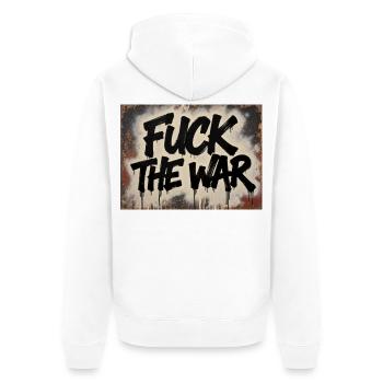 SCHEISS AUF DEN KRIEG - Unisex Premium Bio Zip Hoodie - Weiß - Hinten - Thijin (182cm)
