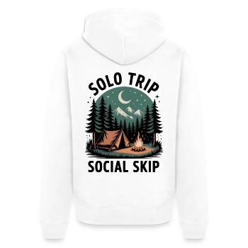 Solo statt Smalltalk | Camping Introvertiert - Unisex Premium Bio Zip Hoodie - Weiß - Hinten - Thijin (182cm)