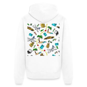 Reisegeld Muster - Unisex Premium Bio Zip Hoodie - Weiß - Hinten - Thijin (182cm)