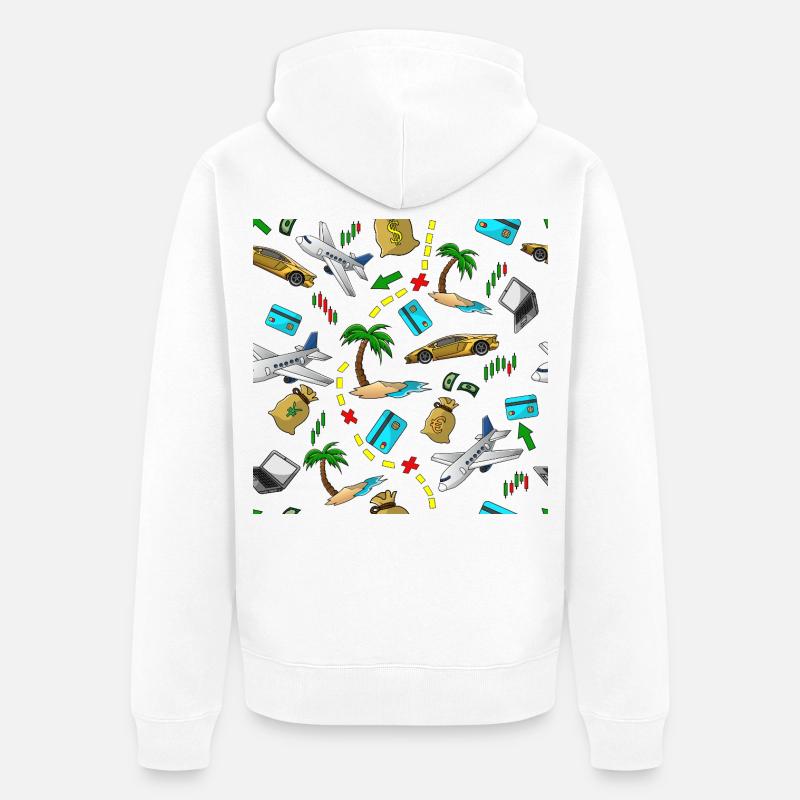 Schéma d’argent de voyage - Veste à capuche bio Premium Unisexe - blanc