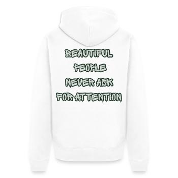 Schön - Unisex Premium Bio Zip Hoodie - Weiß - Hinten - Thijin (182cm)