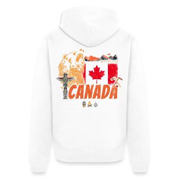 Drapeau vintage du Canada et souvenir d’ours grizzlis - Veste à capuche bio Premium Unisexe - blanc - Dos - Thijin (182cm)
