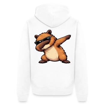 Tamponnement du capybara - Veste à capuche bio Premium Unisexe - blanc - Dos - Thijin (182cm)