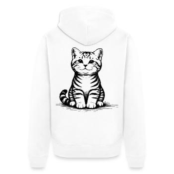 Katzenbaby_sitzend - Unisex Premium Bio Zip Hoodie - Weiß - Hinten - Thijin (182cm)