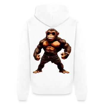 Affe Sport Tier - Unisex Premium Bio Zip Hoodie - Weiß - Hinten - Thijin (182cm)
