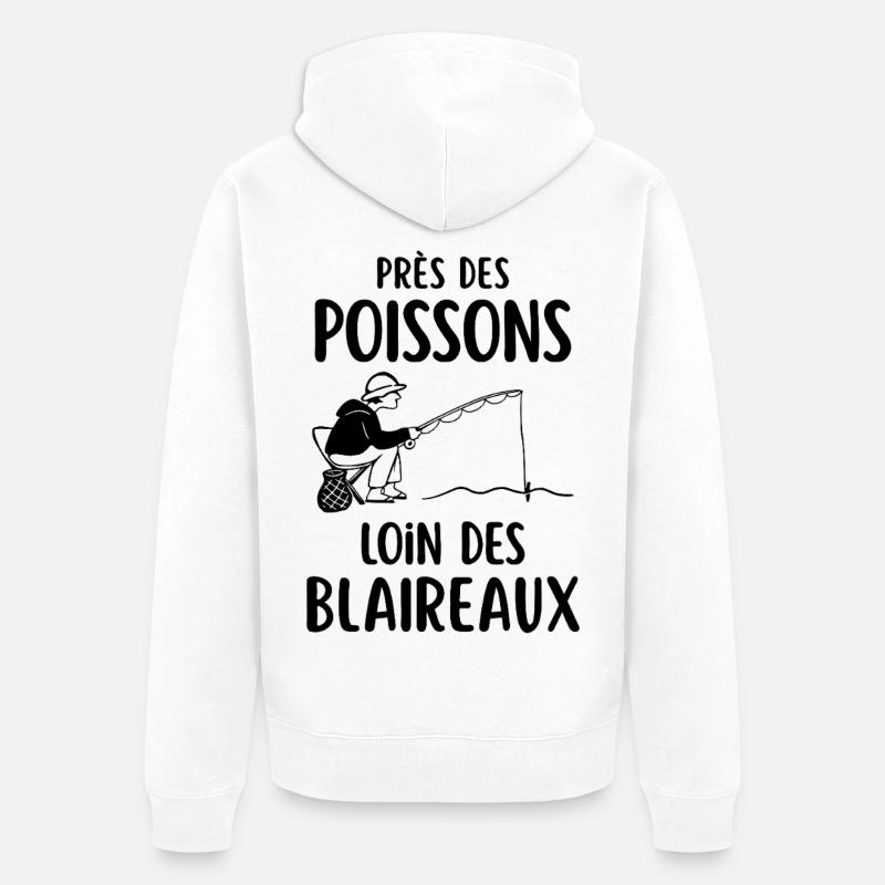 Humour pêche pêcheur  - Veste à capuche bio Premium Unisexe - blanc