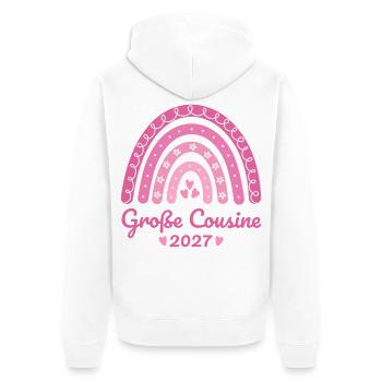 Große Cousine 2027 Boho Regenbogen rosa - Unisex Premium Bio Zip Hoodie - Weiß - Hinten - Thijin (182cm)