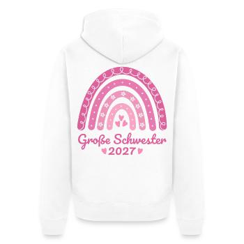 Große Schwester 2027 Regenbogen rosa - Unisex Premium Bio Zip Hoodie - Weiß - Hinten - Thijin (182cm)
