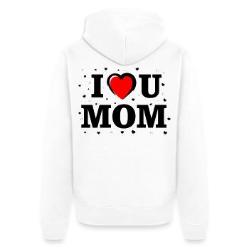 Chemise I Love You Mom – Cadeau en cœur - Veste à capuche bio Premium Unisexe - blanc - Dos - Thijin (182cm)
