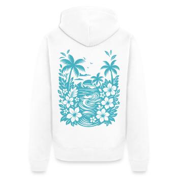 Beach Tropische Lagune Silhouette - Unisex Premium Bio Zip Hoodie - Weiß - Hinten - Thijin (182cm)