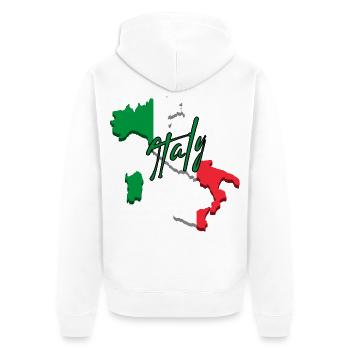 Map with Italy flag, I love Italy - Unisex Premium Organic Zip Hoodie - white - Back - Thijin (182cm)