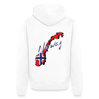 Map with Norway flag, I love Norway - Unisex Premium Organic Zip Hoodie - white - Back - Thijin (182cm)