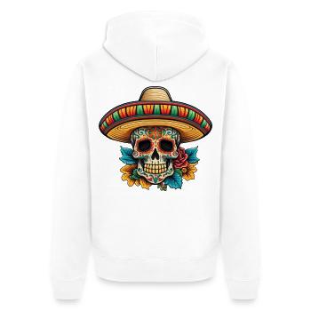 Sombrero floral Sucre Crâne - Veste à capuche bio Premium Unisexe - blanc - Dos - Thijin (182cm)