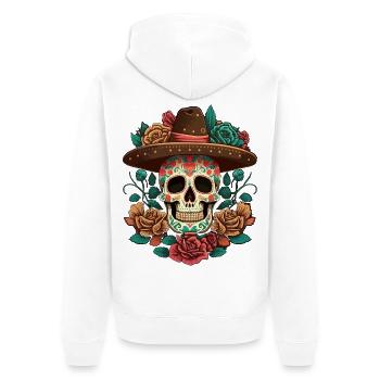 Floral Cinco De mayo Dia de Los Muertos Mexican - Unisex Premium Organic Zip Hoodie - white - Back - Thijin (182cm)