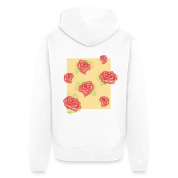 Pastel roses on cream - Unisex Premium Organic Zip Hoodie - white - Back - Thijin (182cm)