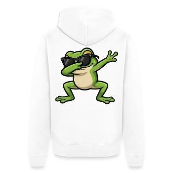Dabbing Frosch - Unisex Premium Bio Zip Hoodie - Weiß - Hinten - Thijin (182cm)