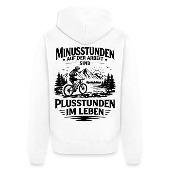 Minusstunden auf_der Arbeit Fahrradfahrerin - Unisex Premium Bio Zip Hoodie - Weiß - Hinten - Thijin (182cm)