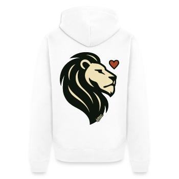 Lionheart Lion Silhouette - Unisex Premium Organic Zip Hoodie - white - Back - Thijin (182cm)