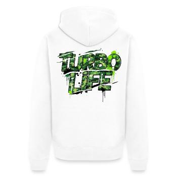 Turbo Life Camouflage Motif for Men and Screw - Unisex Premium Organic Zip Hoodie - white - Back - Thijin (182cm)