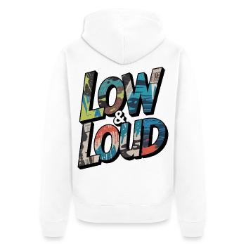 Low and Loud Motif for JDM & Tuning Fans - Unisex Premium Organic Zip Hoodie - white - Back - Thijin (182cm)