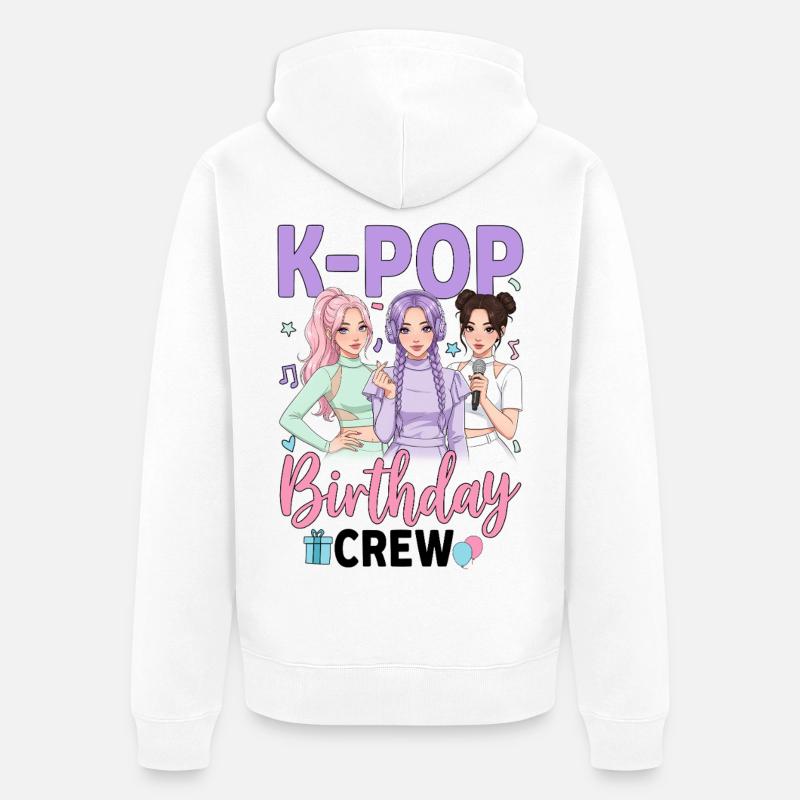 Équipe de fête d’anniversaire K Pop - Veste à capuche bio Premium Unisexe - blanc
