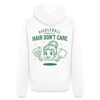 Joueur drôle de pickleball Cheveux S’en Fichent Jouez Amour - Veste à capuche bio Premium Unisexe - blanc - Dos - Thijin (182cm)