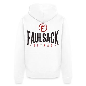 Faulsack BLACK - Unisex Premium Bio Zip Hoodie - Weiß - Hinten - Thijin (182cm)