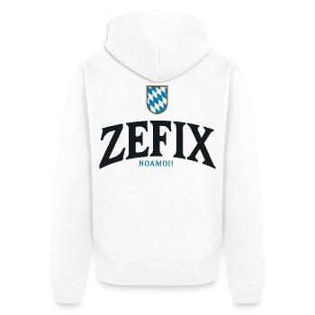 ZEFIX Bavarian Crest - Unisex Premium Bio Zip Hoodie - Weiß - Hinten - Thijin (182cm)