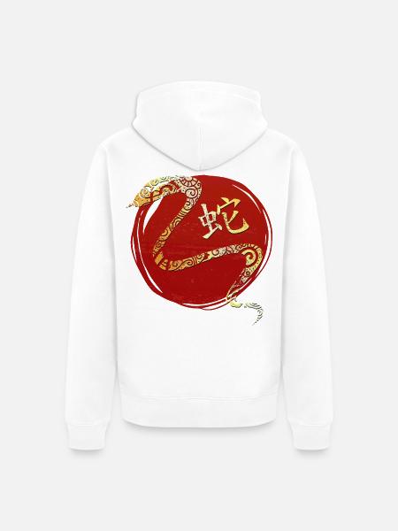 Schlange Chinesisches Tierkreiszeichen Horoskop - Unisex Premium Bio Zip Hoodie - Weiß
