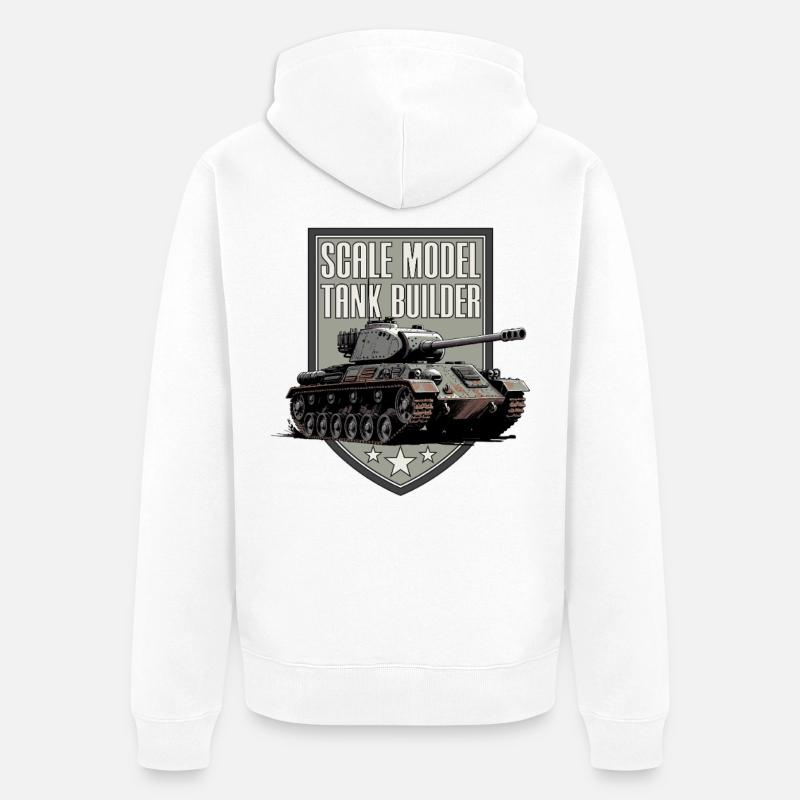 Constructeur de chars miniatures à l’échelle - Veste à capuche bio Premium Unisexe - blanc