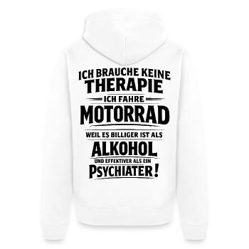 Motorrad statt Therapie lustiger Biker Spruch - Unisex Premium Bio Zip Hoodie - Weiß - Hinten - Thijin (182cm)