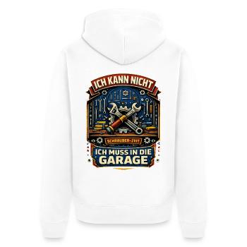 Schrauberzeit ich muss in die Garage Humor - Unisex Premium Bio Zip Hoodie - Weiß - Hinten - Thijin (182cm)