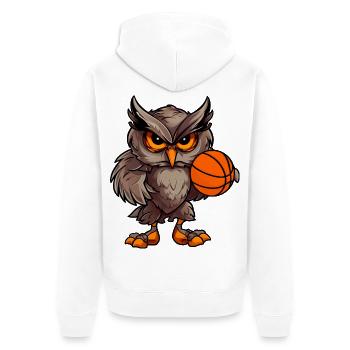 Basketball Eule - Unisex Premium Bio Zip Hoodie - Weiß - Hinten - Thijin (182cm)
