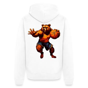 Bear Basketball Player - Unisex Premium Organic Zip Hoodie - white - Back - Thijin (182cm)