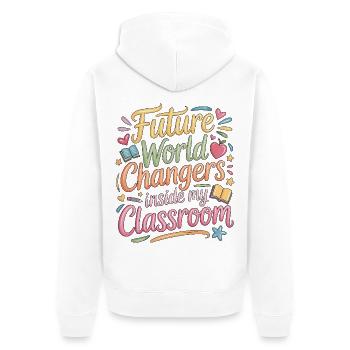 Enseignante du primaire Future World Changers Éducatrice - Veste à capuche bio Premium Unisexe - blanc - Dos - Thijin (182cm)