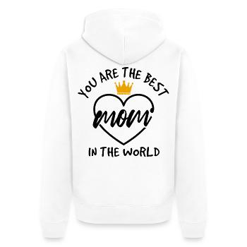 Best Mom in the World Crown Shirt - Unisex Premium Organic Zip Hoodie - white - Back - Thijin (182cm)