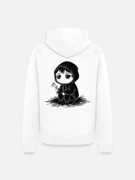 Kind-Hoodie verblasste Blumentraurigkeit - Unisex Premium Bio Zip Hoodie - Weiß