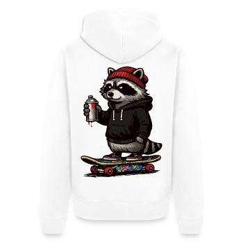 Raccoon Skate Graffiti - Unisex Premium Organic Zip Hoodie - white - Back - Thijin (182cm)