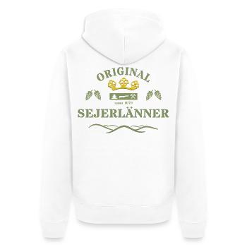 Original Sejerlänner Siegerländer  - Unisex Premium Bio Zip Hoodie - Weiß - Hinten - Thijin (182cm)