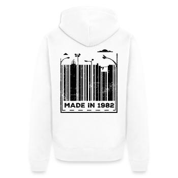 44e anniversaire en 1982 - Veste à capuche bio Premium Unisexe - blanc - Dos - Thijin (182cm)